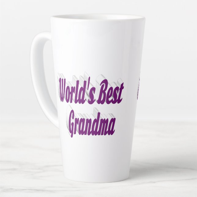 Tasse Latte Typographie grand-mère violet (Angle gauche)