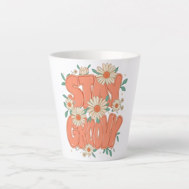 Tasse Latte Typographie Hippie Orange Mignonne (Devant)