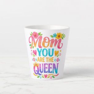TASSE LATTE TYPOGRAPHIE « MAMAN, TU ES LA REINE »