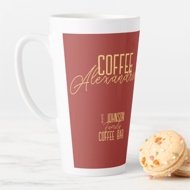 Tasse Latte Typographie russe personnalisée (En situation)