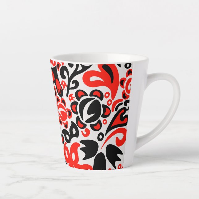 Tasse Latte Ukrainian ethnic folk art floral pattern absrtact  (Droite)