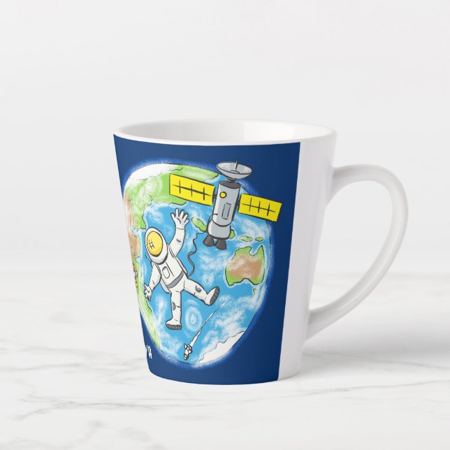Tasse Latte Un astronaute amusant dans l'espace et la bande de (Droite)