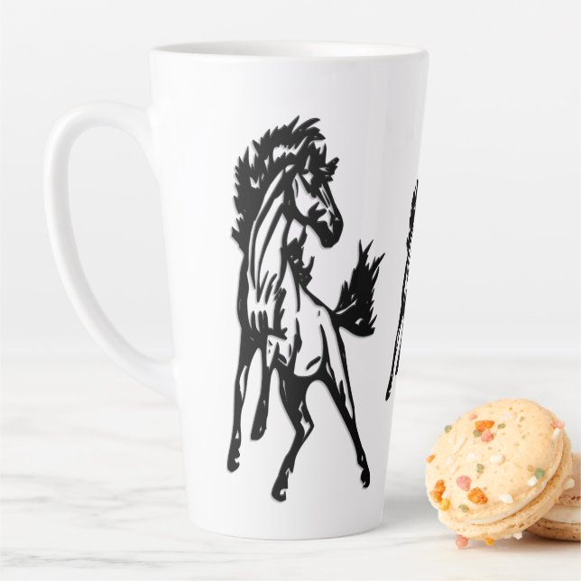Tasse Latte Un cheval sautant franchement dans la nature (En situation)