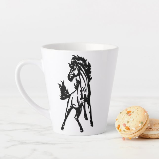 Tasse Latte Un cheval sautant franchement dans la nature (En situation)