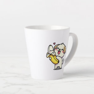Tasse Latte Un chien qui tombe dans une banane