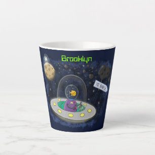 Tasse Latte Un joli poisson heureux dans l'espace dessin animé