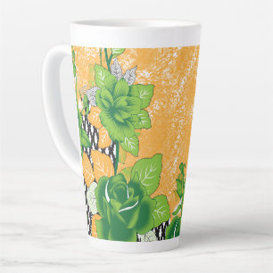 Tasse Latte Un motif décoratif orné vert et vert