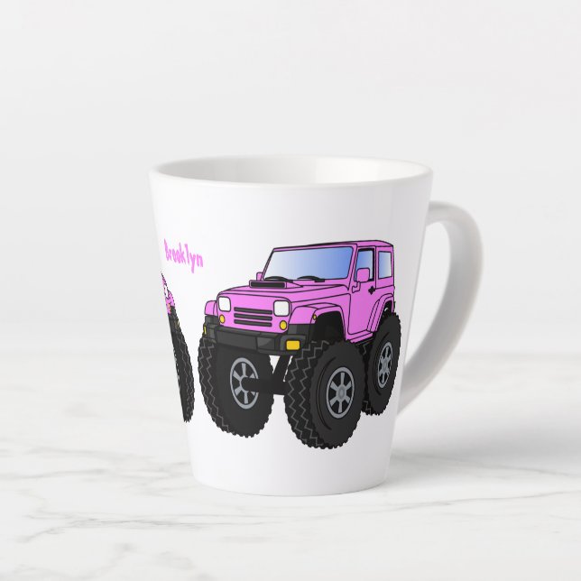 Tasse Latte Un Pink Monster Cartoon (Angle droit)