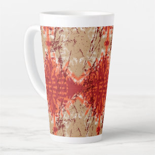 Tasse Latte Un tissu orangé et marron motif,