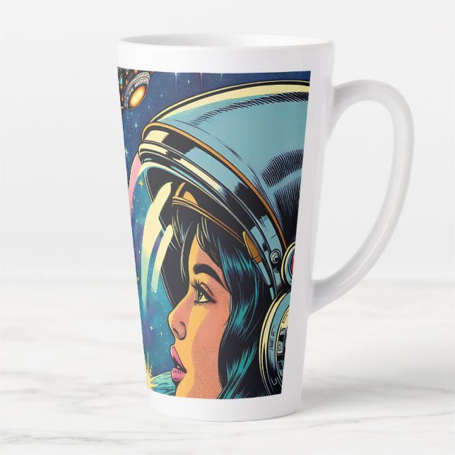 Tasse Latte Une astronaute rencontre un Alien extra-terrestre (Droite)