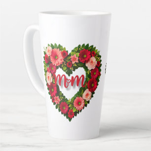 Tasse Latte Une mère couronne de fleurs en forme de coeur latt