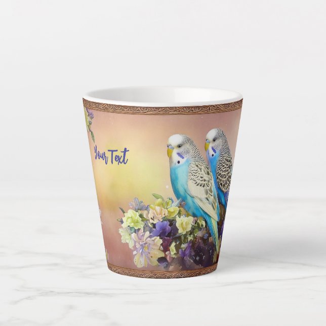 Tasse Latte Une paire de jolies perroquets bleus (Devant)