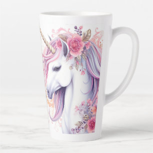 Tasse Latte Unicorne magique mignonne droitière