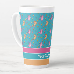 Tasse Latte Unicornes lunaires et jolies fleurs Motif