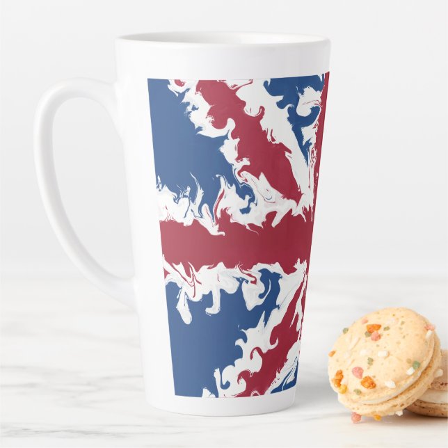 Tasse Latte Union Jack Liquid Art (En situation)