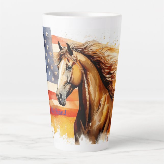 Tasse Latte United We stand Patriotic Horse (Devant)