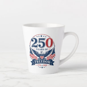 Tasse Latte USA 250 ans de liberté - Design d'aigle patriotiqu