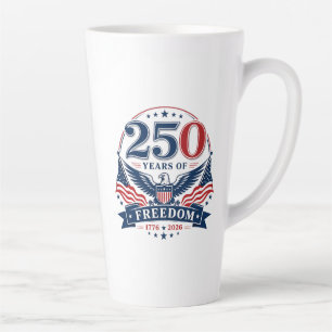 Tasse Latte USA 250 ans de liberté - Design patriotique d'aigl