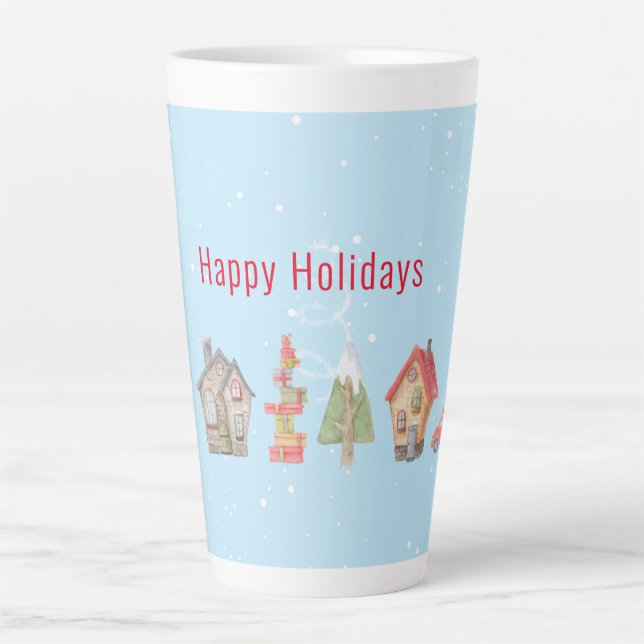Tasse Latte Vacances Whimsical Winter Street (Devant)