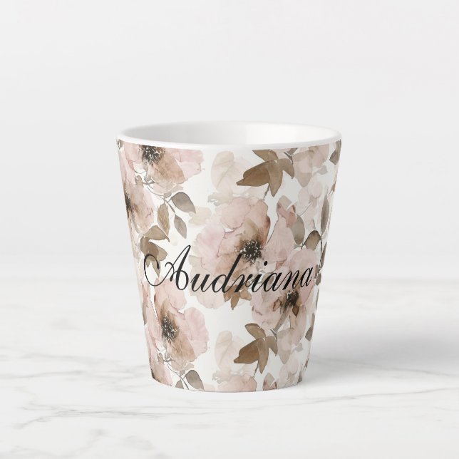 Tasse Latte Vachère Fleurie Rose Marron Sud-Ouest  (Devant)