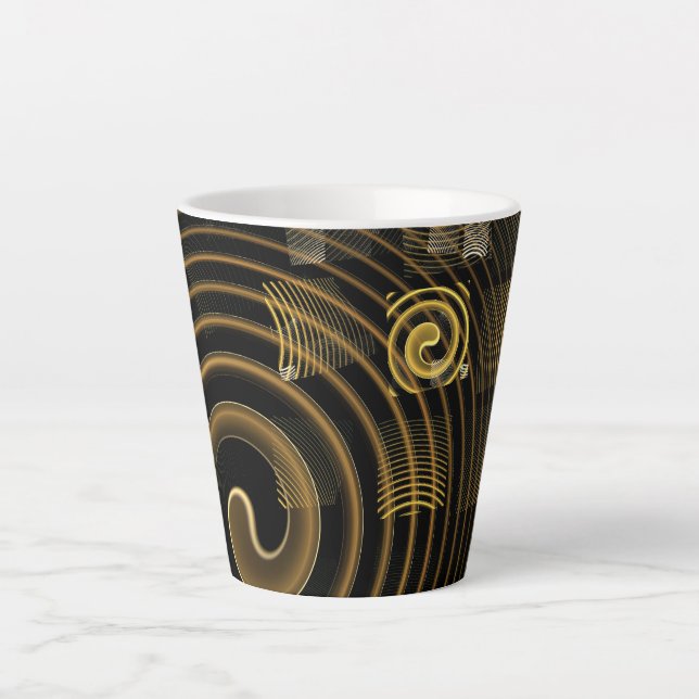 Tasse Latte Vagues dorées hypnotiques Art abstrait moderne (Devant)