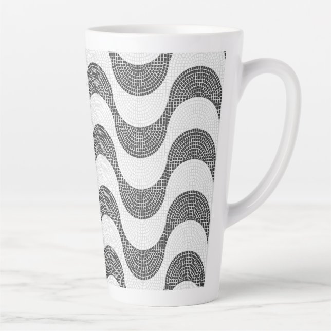 Tasse Latte vagues noires et blanches en pavé portugais (Droite)