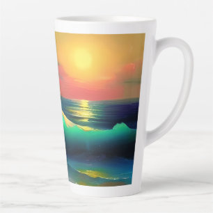 Tasse Latte Vagues océaniques dramatiques et reflet des couche