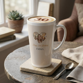Tasse Latte vaisselle d'anniversaire photo personnalisée, Ann