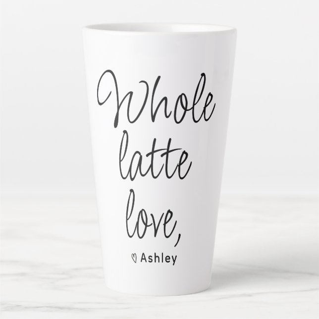 Tasse Latte Valentine entier Latte Love Script noir (Devant)