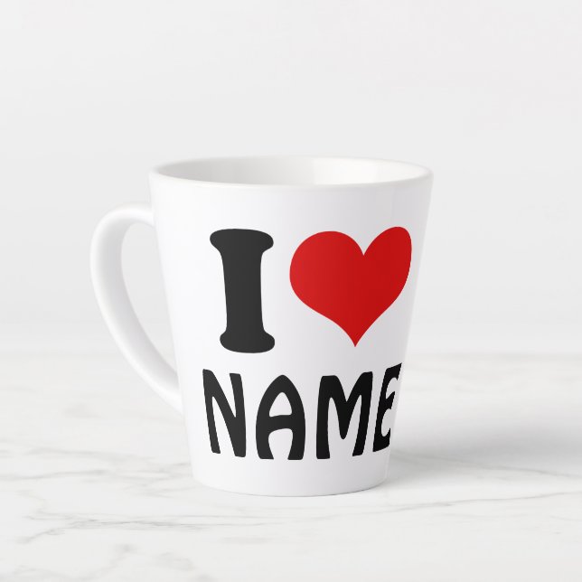 Tasse Latte Valentines personnalisables Jour J'aime Coeur Pers (Angle gauche)