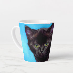 Tasse Latte Van Gogh Chat et fleurs