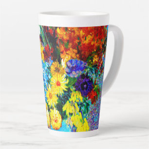 Tasse Latte Van Gogh Flowers dans un Vase Bleu
