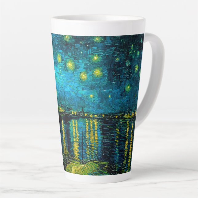 Tasse Latte Van Gogh Nuit étoilée sur le Rhône (Angle droit)