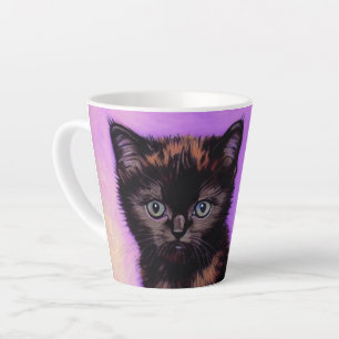 Tasse Latte Van Gogh Style Chat pourpre