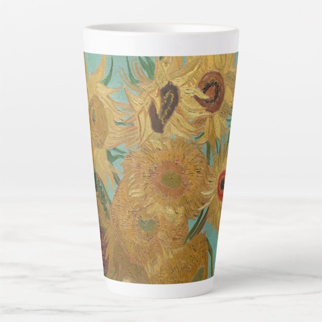Tasse Latte Vase avec douze tournesols par Vincent van Gogh (Devant)