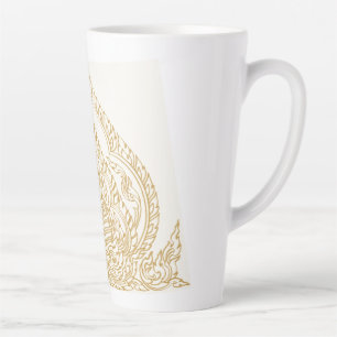 Tasse Latte Vecteur Exquis Lai Kanok Thaïlandais Noir et Blanc