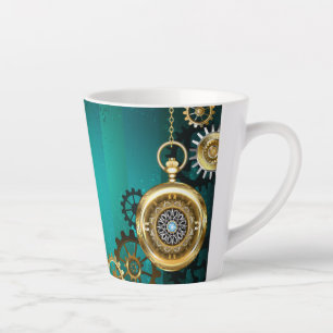 Tasse Latte Veille bijoux Steampunk sur un Arrière - plan vert