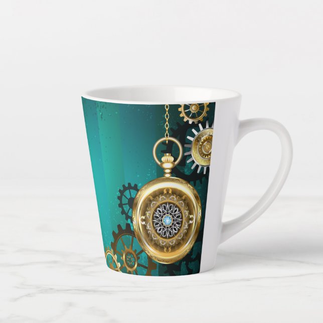 Tasse Latte Veille bijoux Steampunk sur un Arrière - plan vert (Droite)