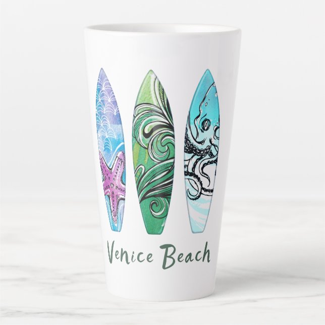 Tasse Latte Venice Beach California Planches de Su (Devant)
