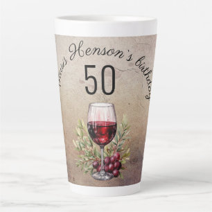 Tasse Latte Verre rouge Olive Aquarelle 50e anniversaire