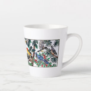 Tasse Latte Verre Trait Beau Art Beaux Fleuves & Oiseaux