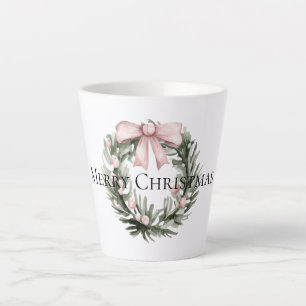 Tasse Latte Verre verte rose de Noël