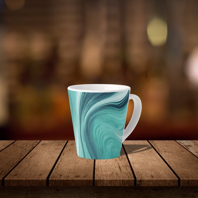 Tasse Latte Versement de liquide sarcelle abstrait (Créateur téléchargé)