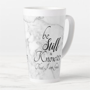 Tasse Latte Verset biblique Sois calme et sache 46:10 Marbre n