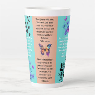 Tasse Latte Versets et papillons