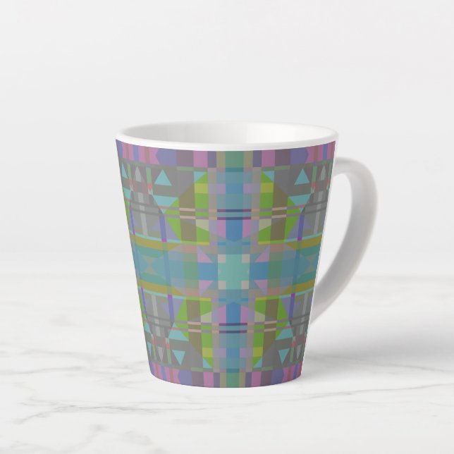Tasse Latte Vert bleu violet géométrique (Angle droit)