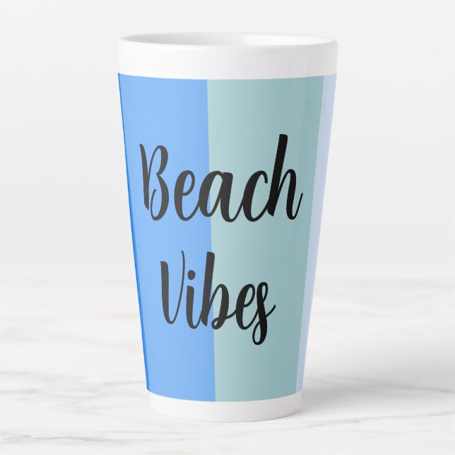 Tasse Latte Vibes De Plage, Bleues (Devant)