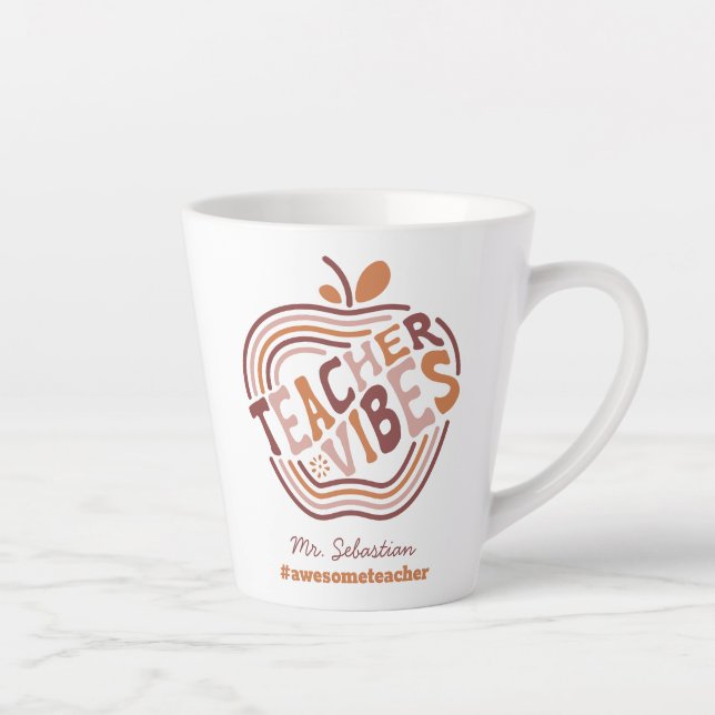 Tasse Latte Vibes d'enseignant personnalisées Boho Appréciatio (Droite)