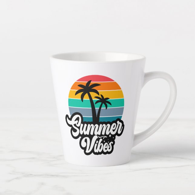 Tasse Latte Vibes d'été avec design de palmiers (Droite)