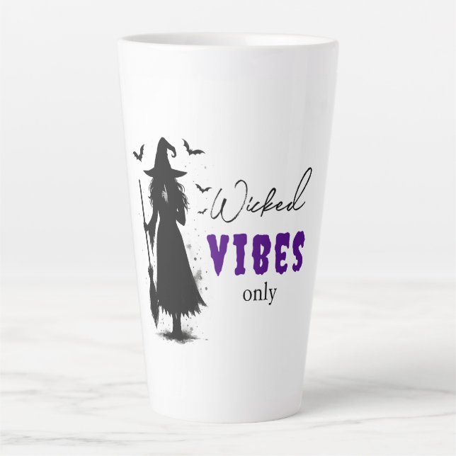 Tasse Latte "Vibes perdues seulement" - Sorcière noire Hallowe (Devant)